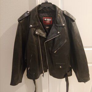 First Classic Black Leather Motorcycle Jacket Men's Sz 60 (XXL) Thinsulate
